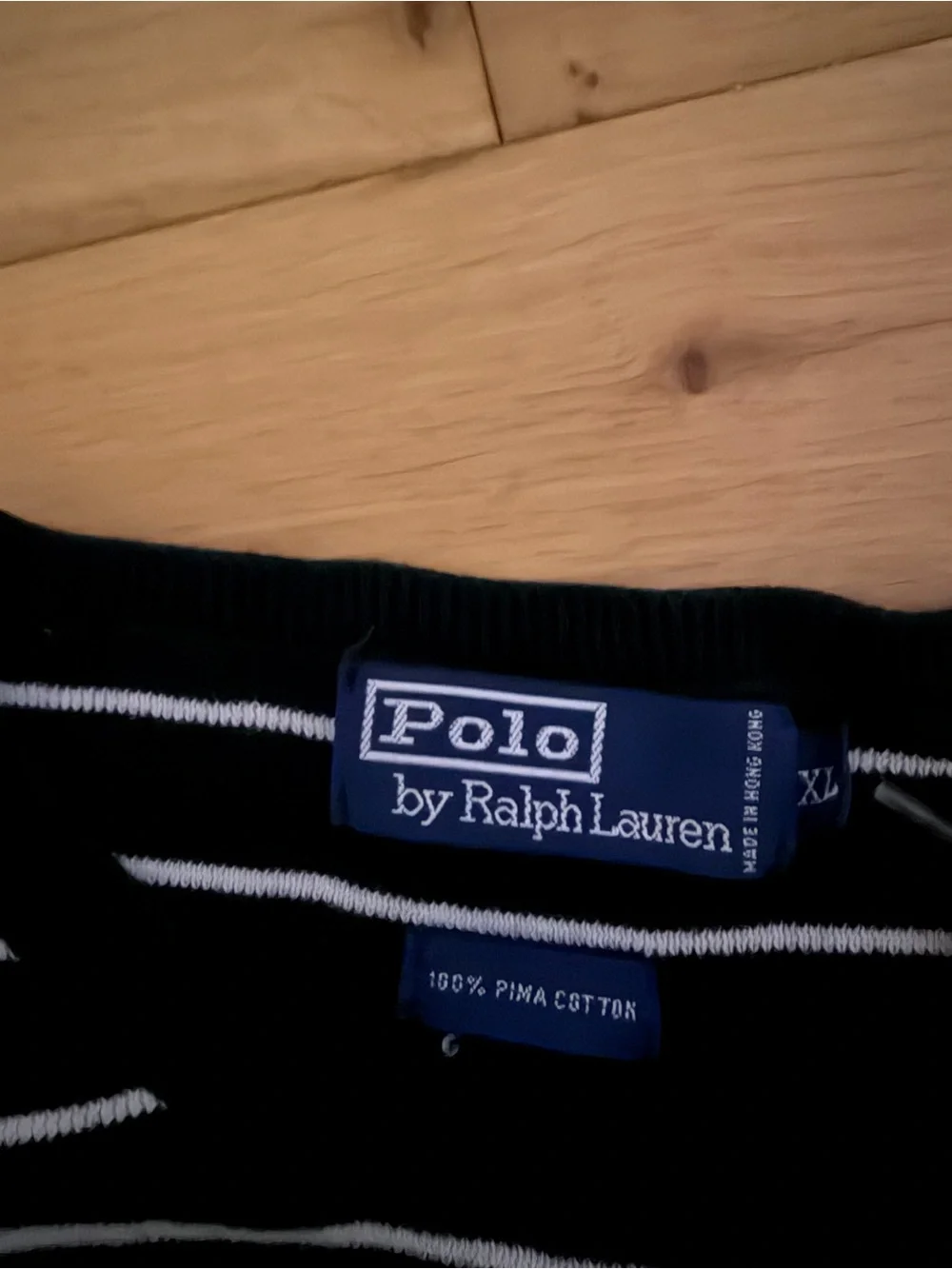 Ralph Lauren Black and White Striped Crewneck Sweater